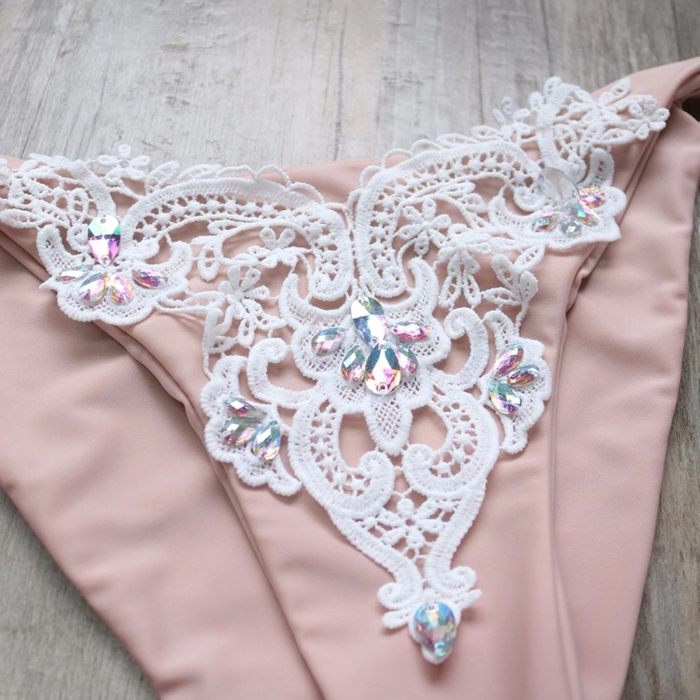 Next to Nude Rhinestone Bikini Set - Picture 7 of 8